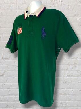 VTG Polo Ralph Lauren Big Pony “USA” Flag Rugby Polo Shirt Men’s XXL/Custom Fit